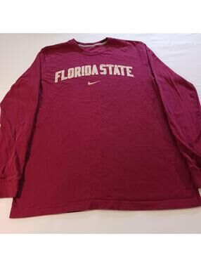 Nike Standard Fit Florida State Men’s L Burgundy Cotton T-Shirt Long Sleeve